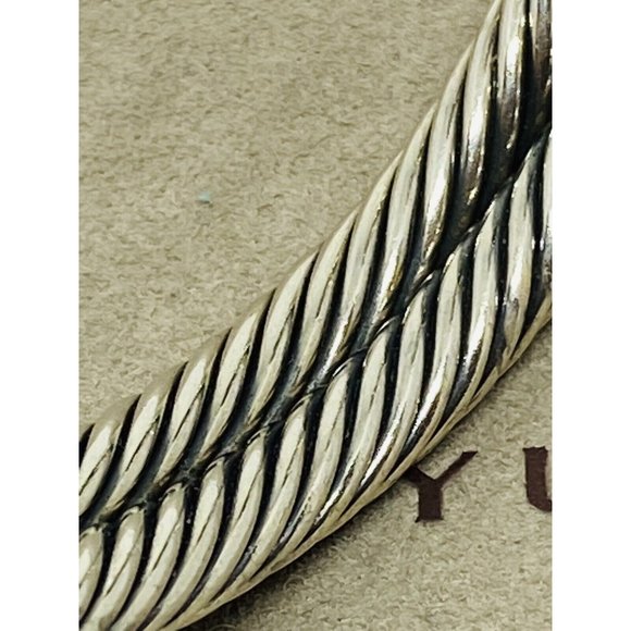 David Yurman Double Cable Sterling 18K Quatrefoil Carved Mother Pearl Bracelet - Picture 7 of 10